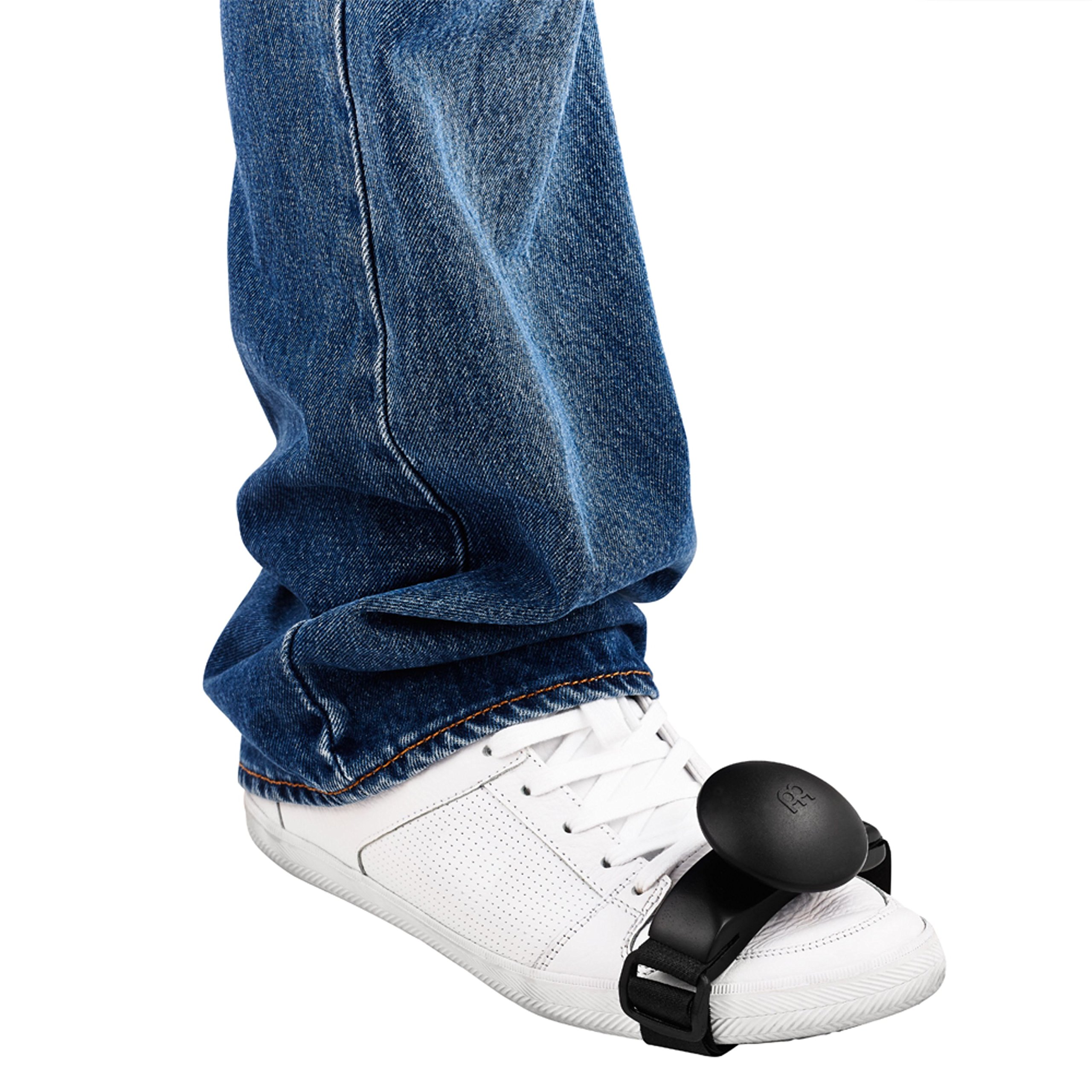 Meinl Percussion Foot Shaker with Strap-NOT MADE IN CHINA-Ideal for Cajon Players, Guitarists and Singer/Songwriters, 2-YEAR WARRANTY, (FS-BK)