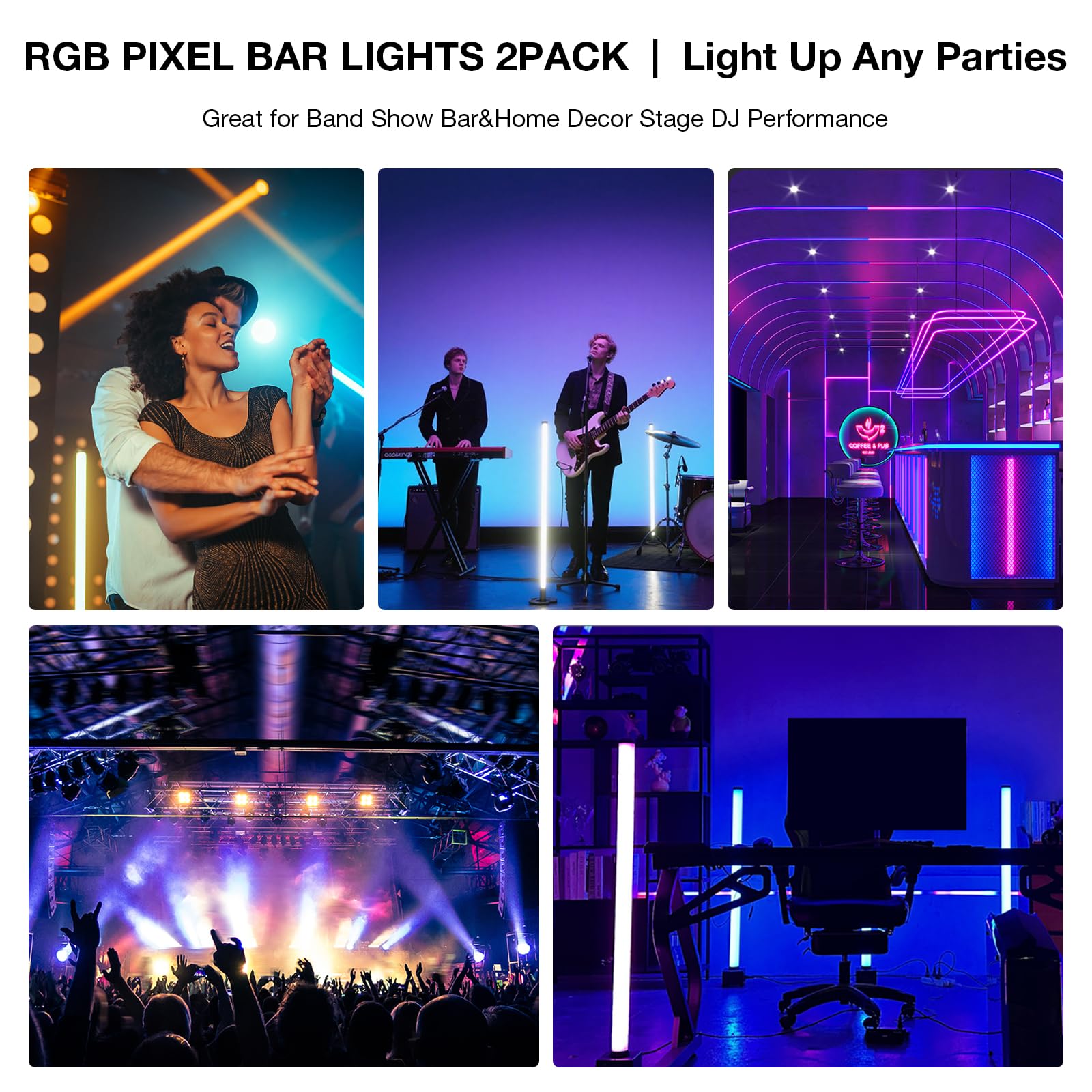 OPPSK LED Stage Light Bar: 360° Full Coverage Lighting – 60W 120LED RGB Pixel Tube – Remote DMX Control – Great for DJ Party Live Show Band Club Event