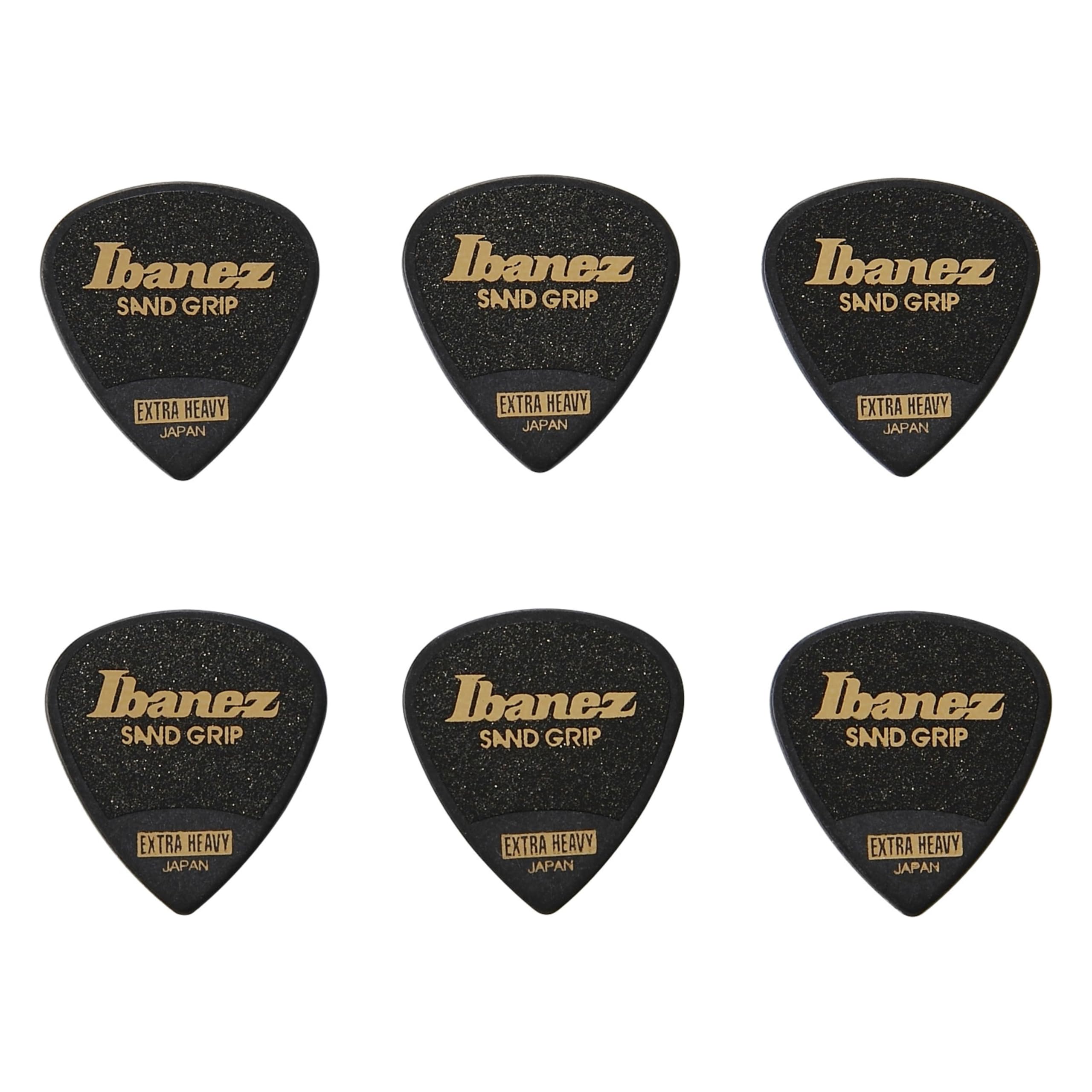 Ibanez PPA16XSGBK Grip Wizard Series, Sand Grip Picks 6 Pack 1.2mm, Black