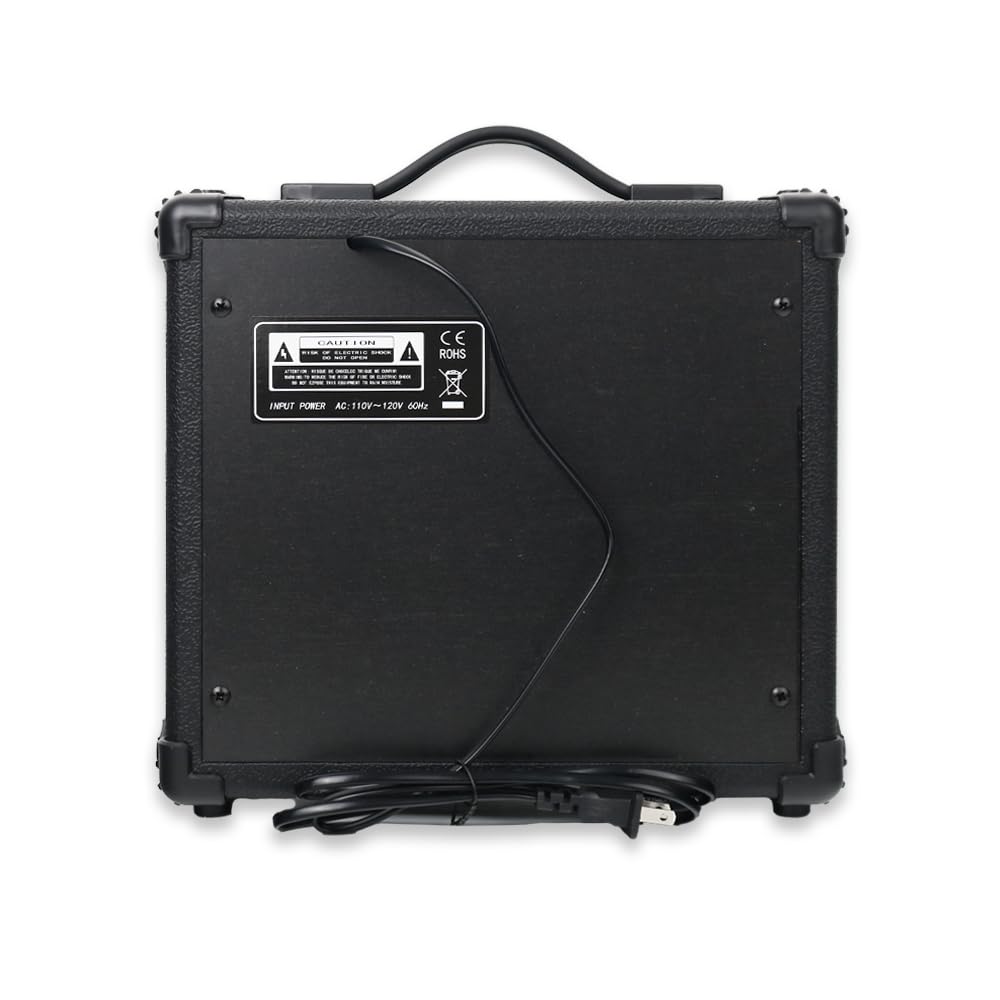 Vendrato Electric Bass Amplifier 20w amp Black Color Multi Band Treble Middle bass mp3 Headphone Jack Portable for Starter Beginner Practice Travel bass Amp noiseless Cable Picks and Adapter with
