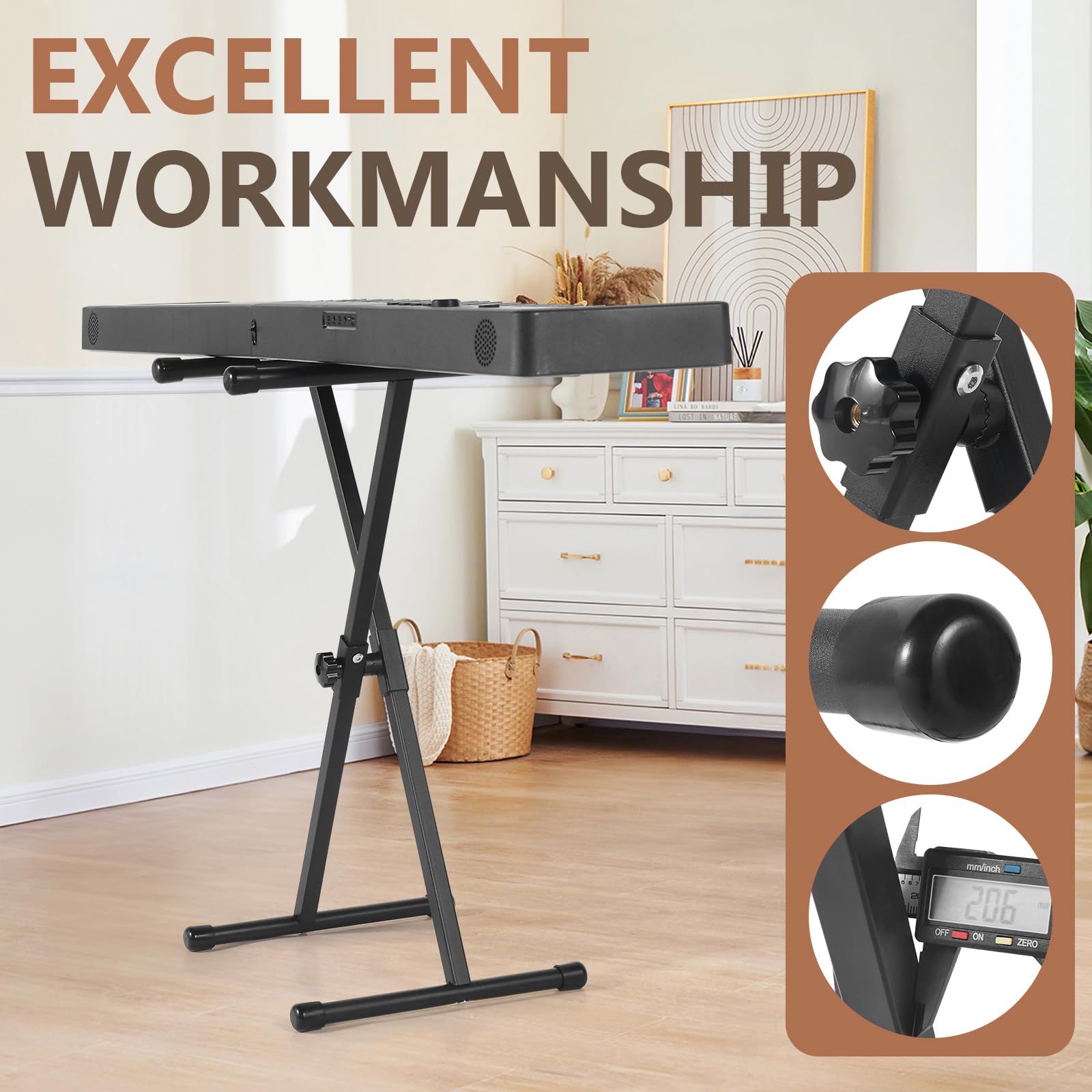 Woxnoc Keyboard Stand, Adjustable X-Shaped Folding Piano Stand , Black
