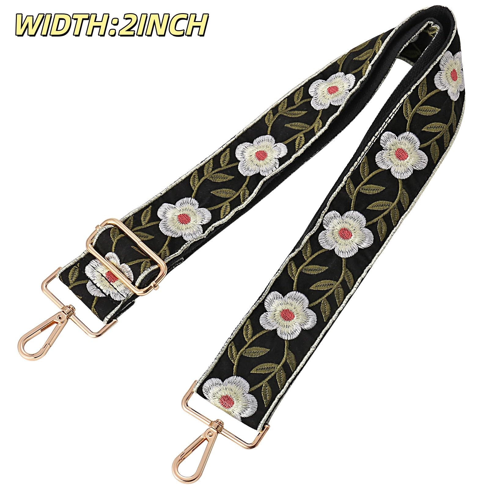 MIRIFRIGE Wide Embroidery Purse strap Replacement Crossbody Bag Strap