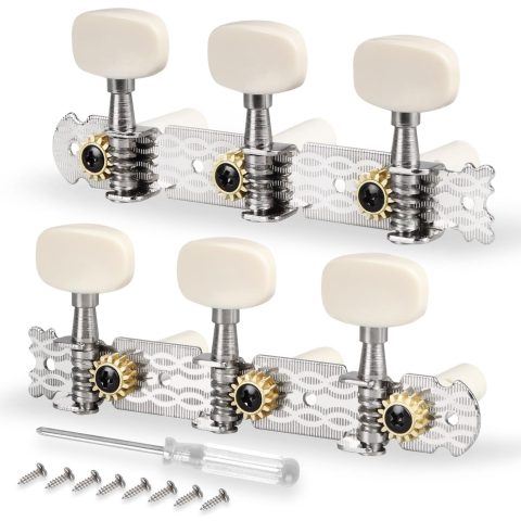 Classical Guitar 3L3R Tuning Pegs Keys Machine Heads DIY Set White Button