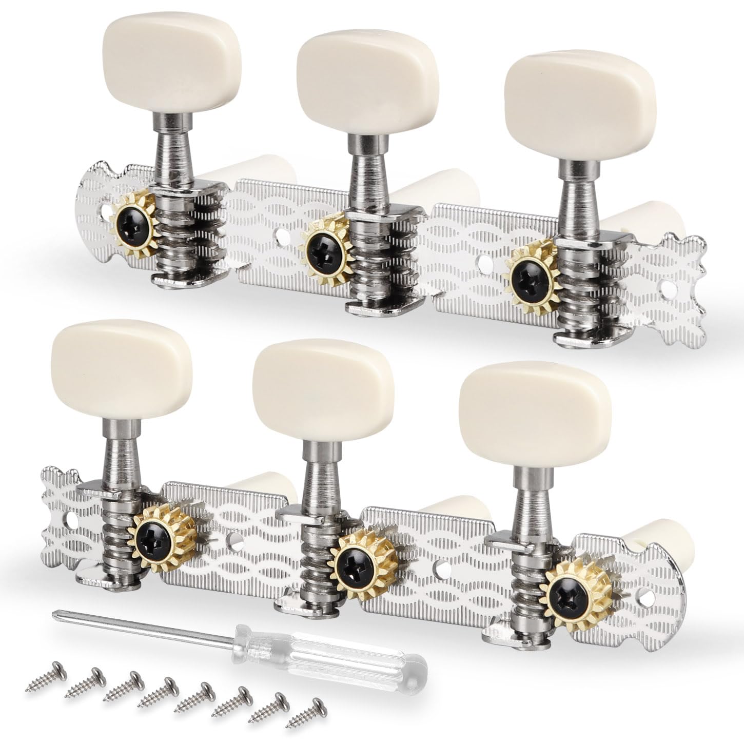 Classical Guitar 3L3R Tuning Pegs Keys Machine Heads DIY Set White Button
