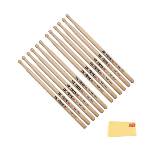 Vic Firth STH4 Corpsmaster Signature Snare Thom Hannum Beast Drumsticks – 6-Pack Bundle with Austin Bazaar Polishing Cloth