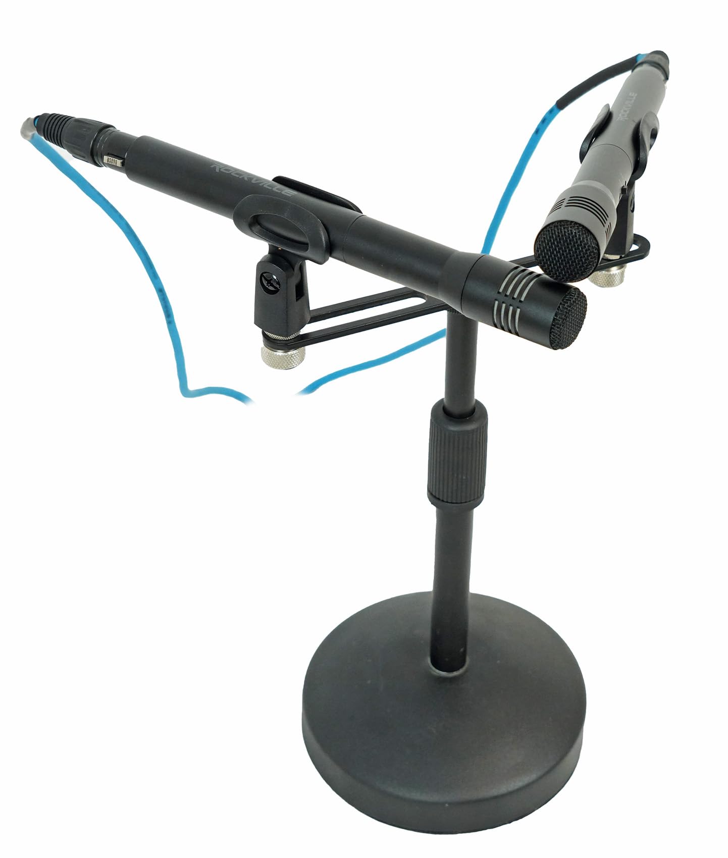 Rockville ACC-DM 1-to-2 Dual Mic Stand Adapter Bar, 5/8″ and 3/8″ Threading