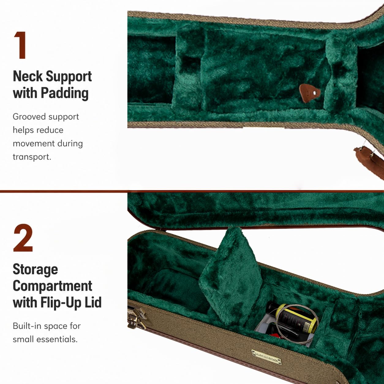 Crossrock Master Series Acoustic Guitar Case for Martin D-28 / Grand Auditorium | Olive Green Eco Tweed Fabric, Re-Engineered Shell, Leather Handle & Forest Green Velvet Interior(CRW720D28OG)