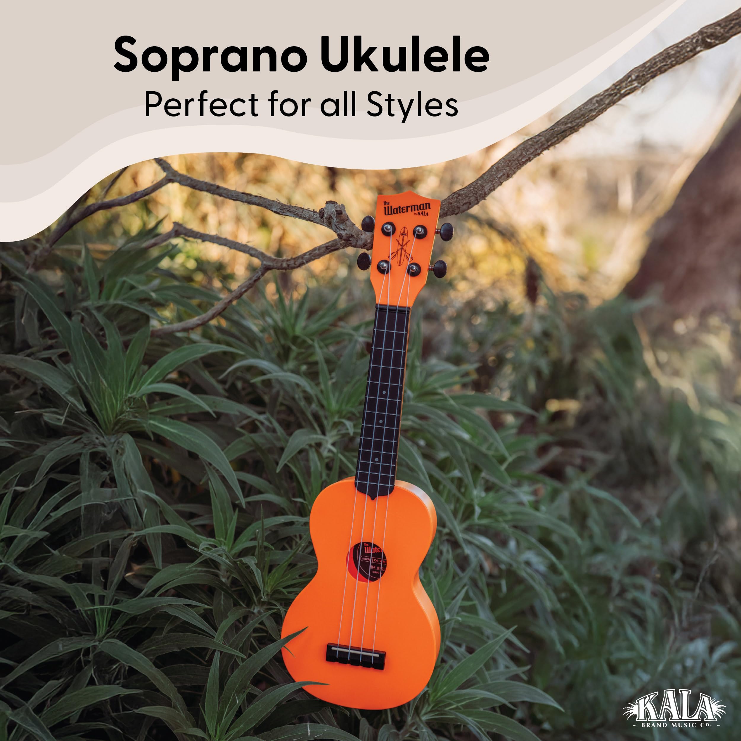 Kala KA-R-WMS-OR-S Soprano Recycled Waterman Ukulele – Sunset Orange