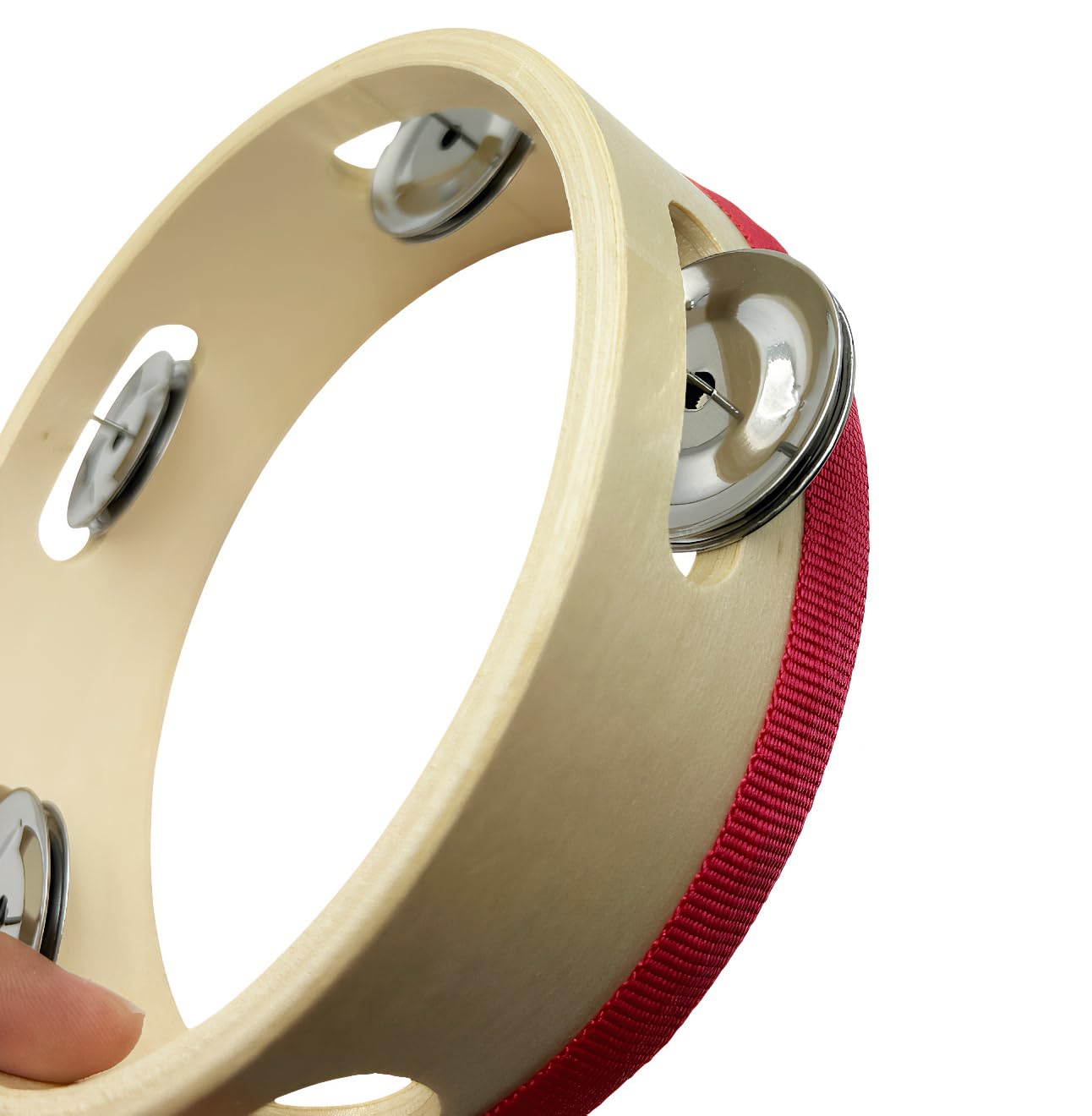 6 Inch Tambourines Musical Instrument, Wooden Hand Held Tambourine Drum with Metal Jingles, Hand Bell Drum Percussion Gift Musical Educational Tambourines for School, Party, KTV, Church(Girl)