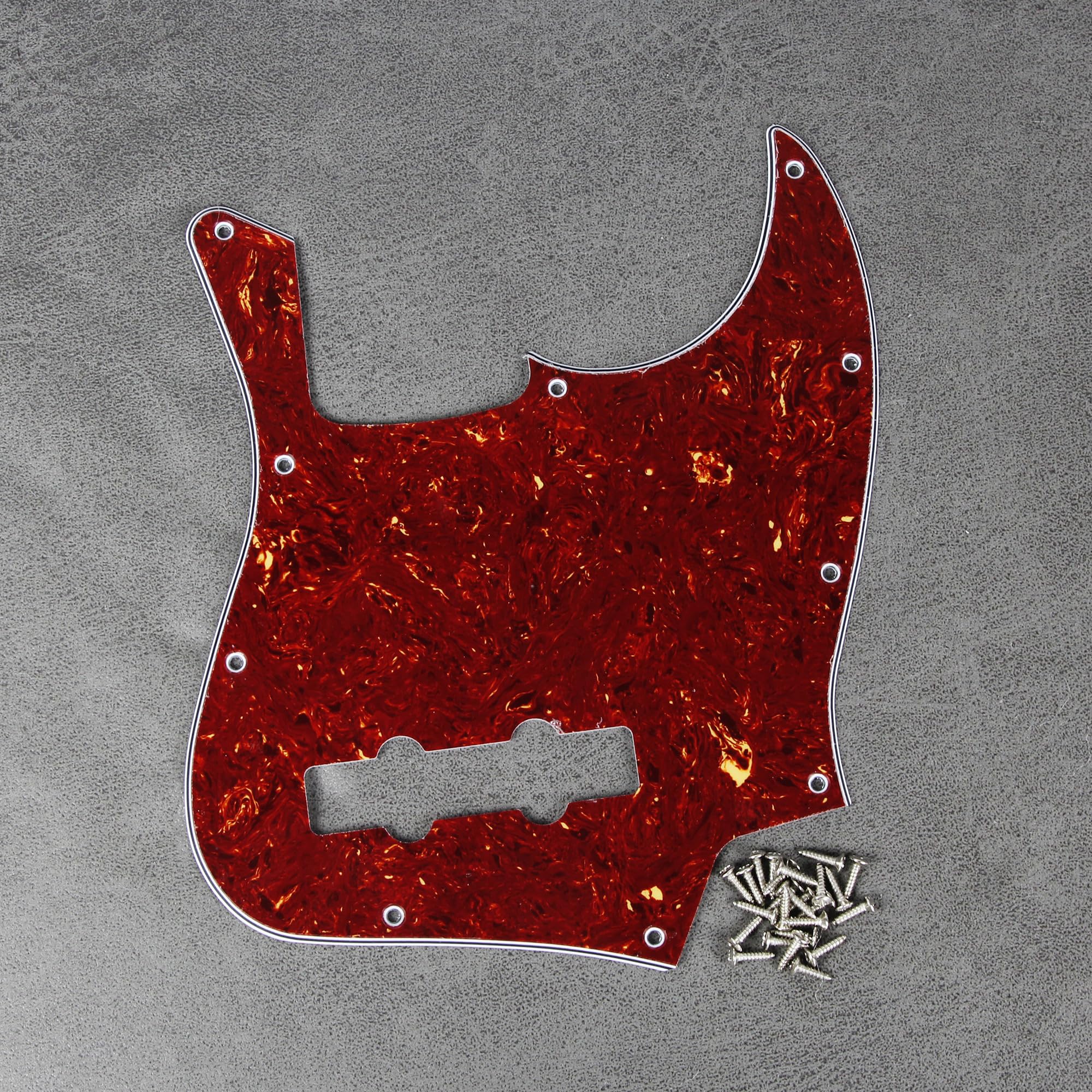 FLEOR 10 Hole J Bass Pickguard Scratch Plate Pick Guards for 4 Strings American/Mexican Standard J Bass Part, 4Ply Red Tortoise Shell