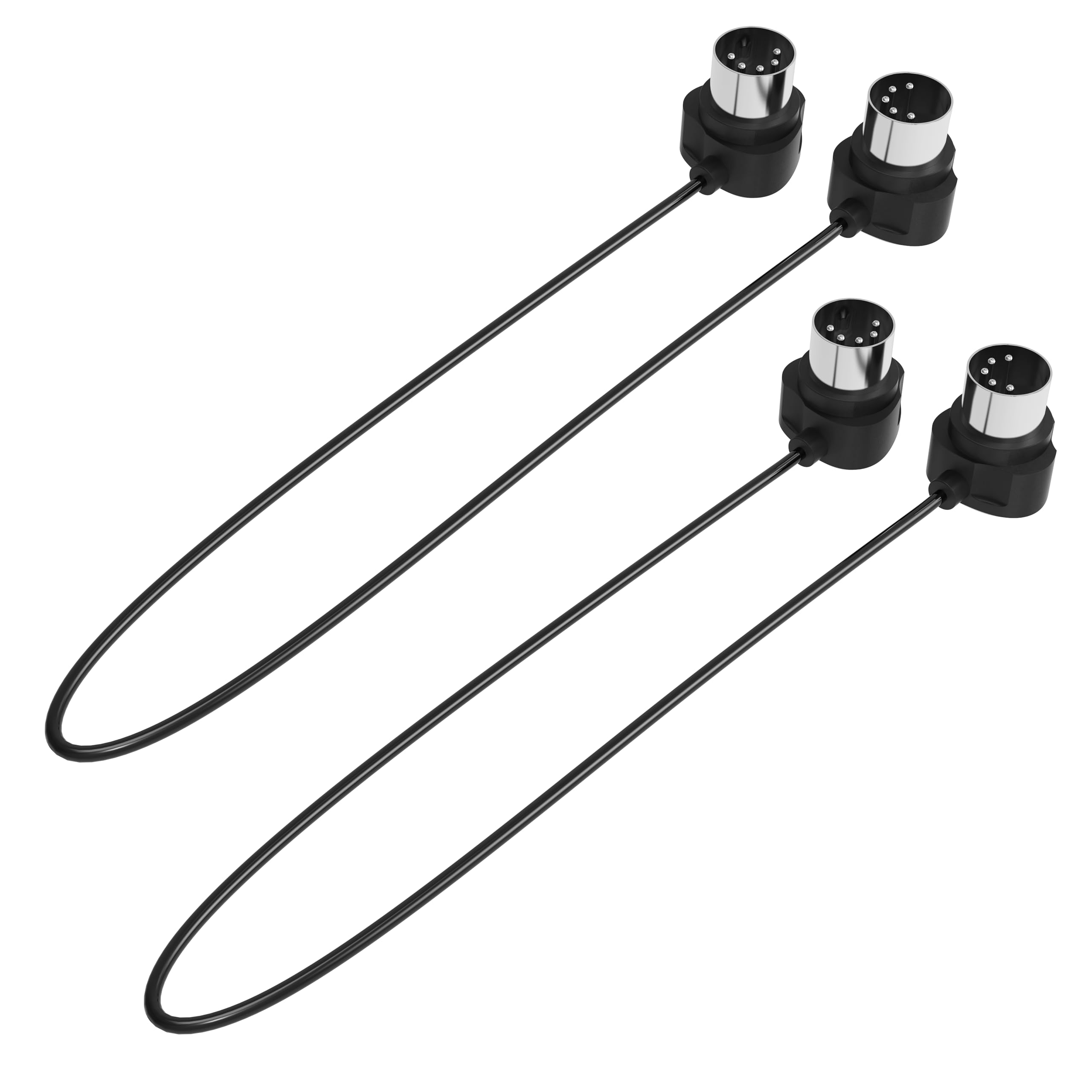 FORE 2-Pack 1-Feet/ 30cm 45-Degree Symmetry Angled MIDI Cable with Ultra-Small Plugs for Tight Space, 5-Pin Din MIDI Cable Compatible with MIDI Keyboard/Interface/Guitar Multi Effects 2-Pack 1ft/30cm