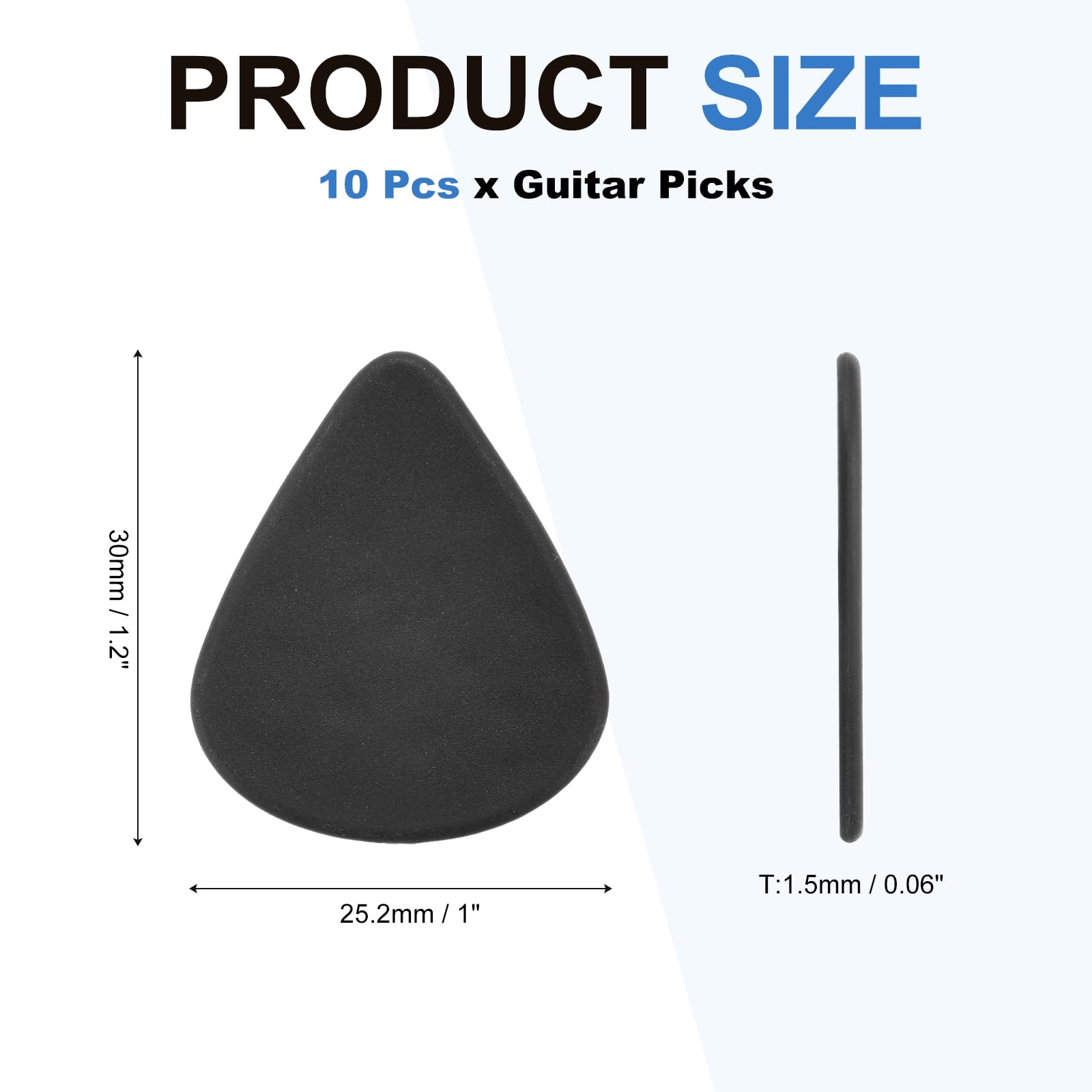 MECCANIXITY Guitar Picks 10Pcs 1.5mm Thick Matte Non-slip Guitar Bass Black