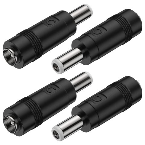 YouthZeal 4Pack DC 5.5×2.1mm Female to 5.5×2.5mm Male Barrel Connector