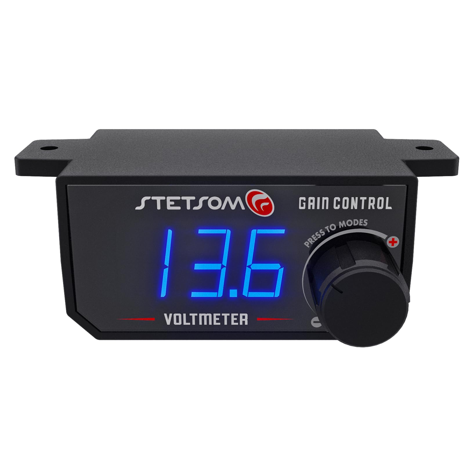 Stetsom 4in1 – Universal Bass Knob with Voltmeter, Gain Control + On/Off Switch + High to RCA Input Converter, Blue LED Display, One Touch On/Off Display, Continuous Touch On/Off Amplifier