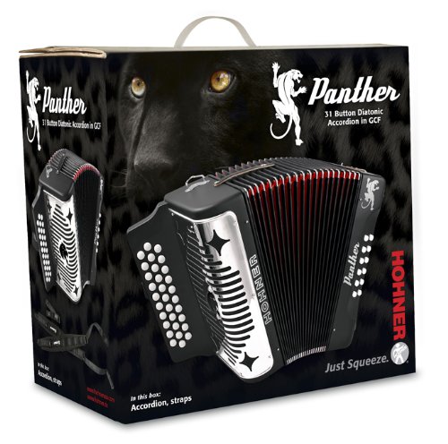 Hohner Panther Diatonic Accordion – Keys F/Bb/Eb Bundle with Gig Bag and Austin Bazaar Polishing Cloth