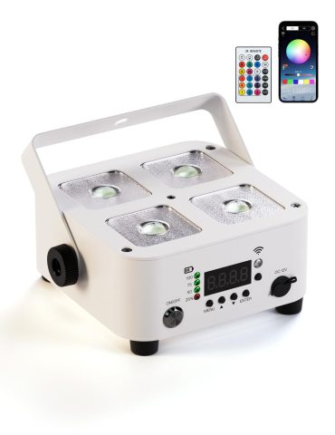 Wireless Rechargeable Stage Lights, 5200mAh Par Lights, 40W RGBW+UV Uplight, Controllable via APP, Remote Control, and Wireless DMX; Suitable for Weddings, Events, DJ Shows, and Stage Lighting.(White)