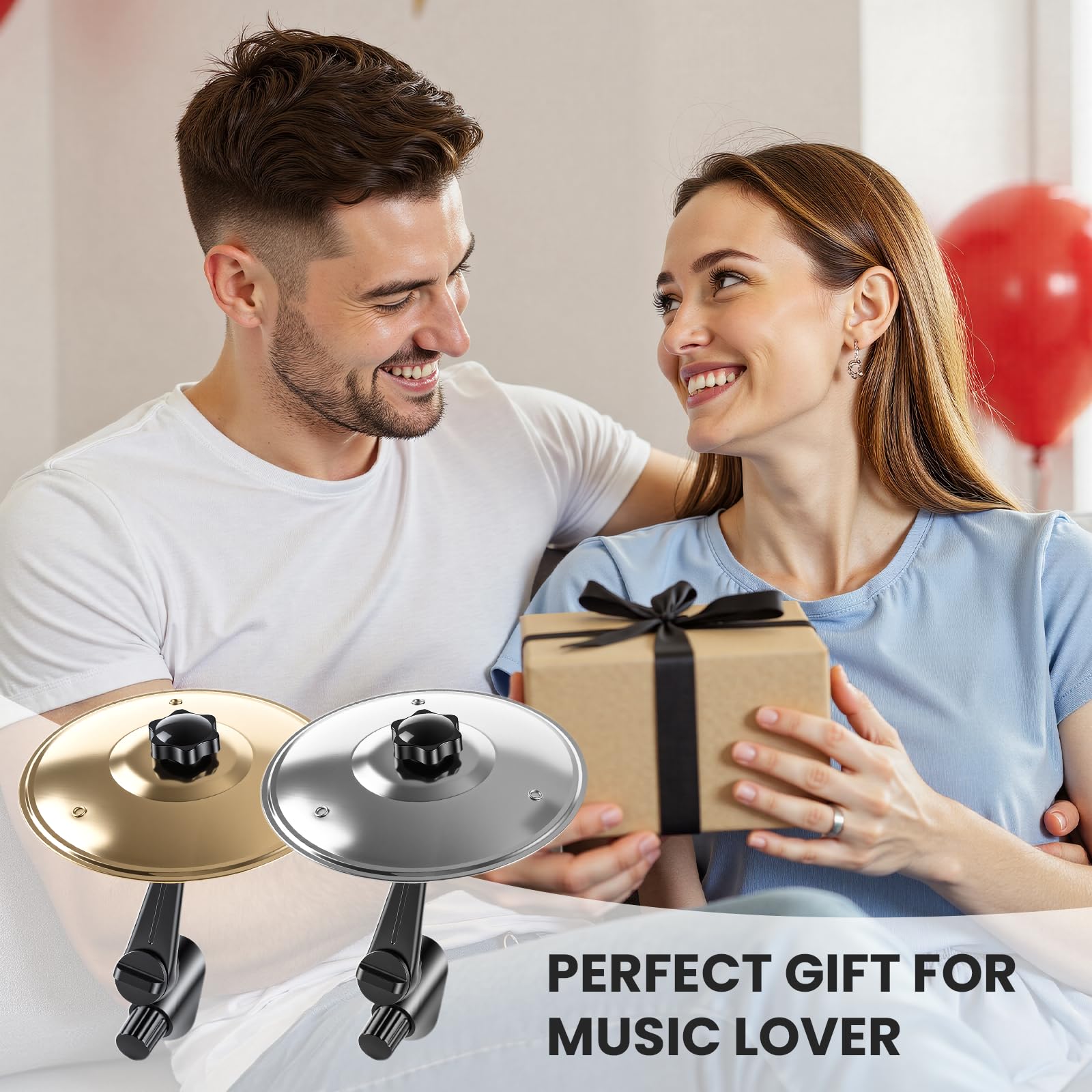 HonJunda 2 Pack Car Cymbal Air Vent, Silver Mini Crash Cymbal Car Decorations Accessories, Funny Drummer Gifts for Music Lovers,Fits Most Vehicles (Silver)