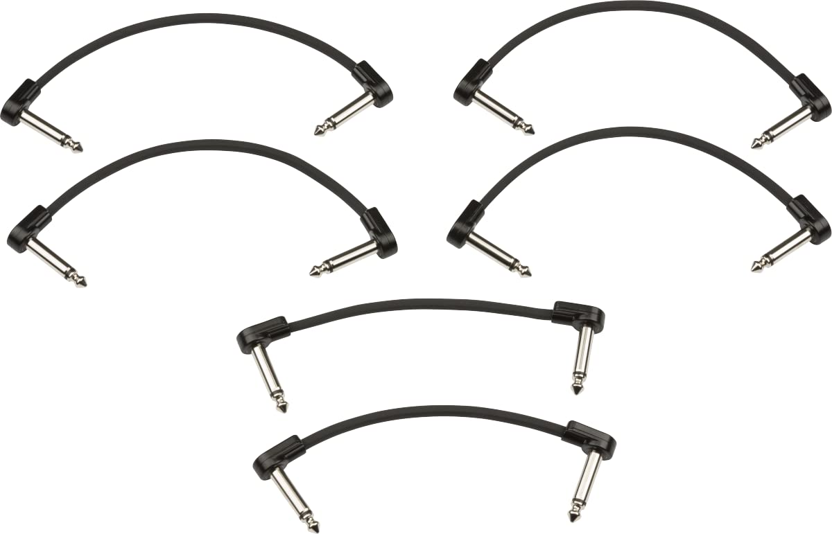 Fender Blockchain Patch Cable Kit, Guitar Cable, Stocking Stuffers, Guitar Accessories, Angle/Angle, Black, Extra Small, 6 Pieces