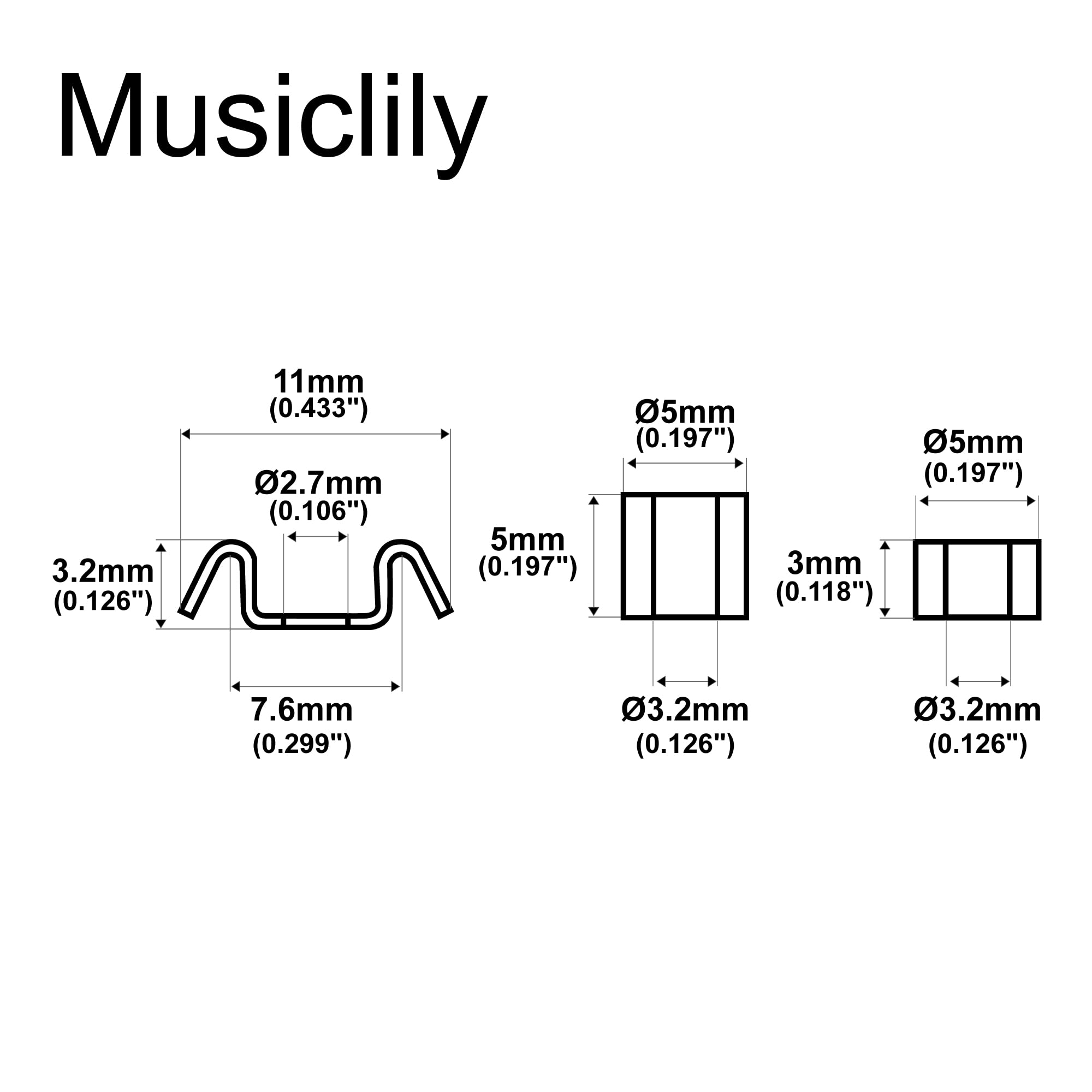 Musiclily Pro Vintage Butterfly Guitar String Retainers Guides Chrome 2 Pcs