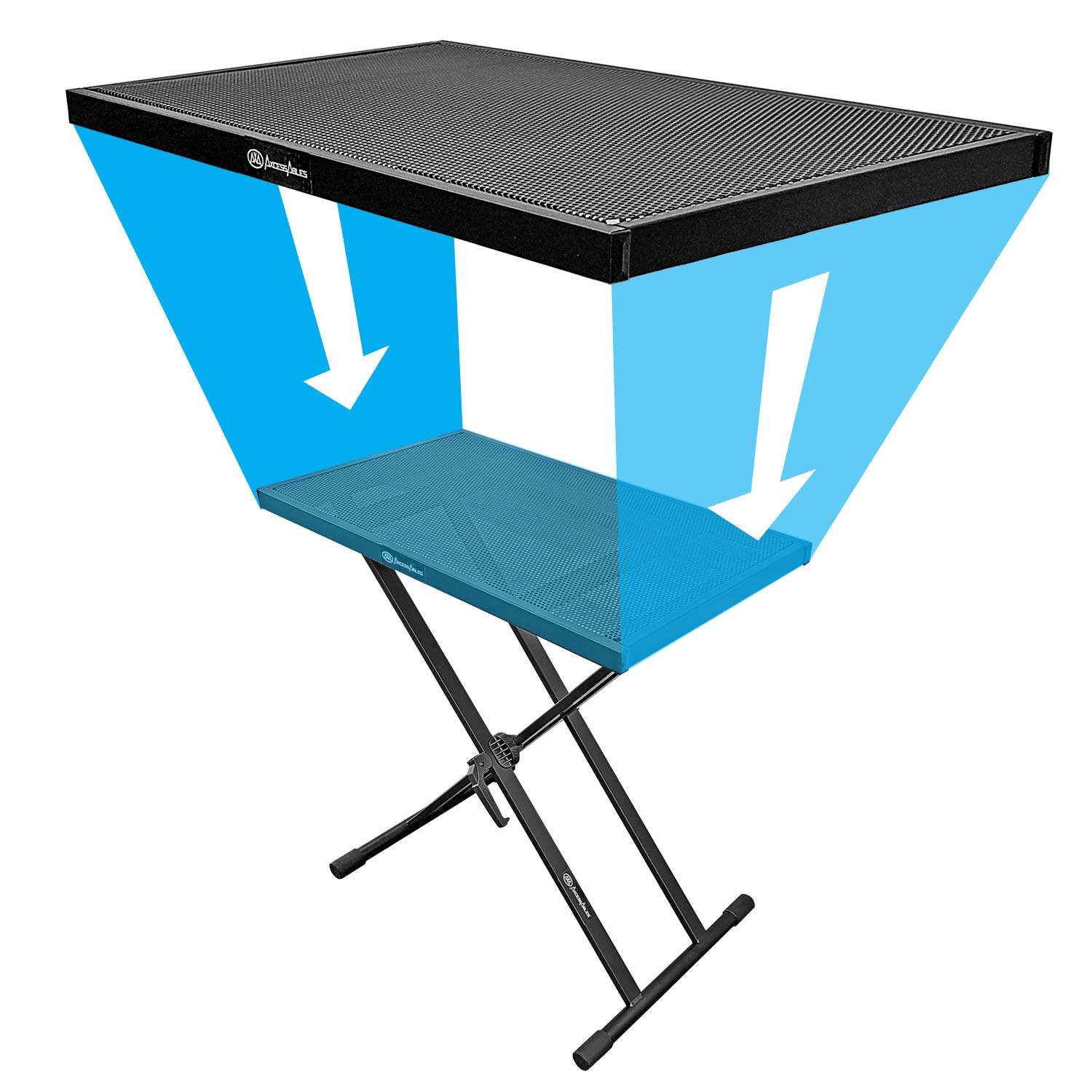 AxcessAbles Light Weight Portable DJ Table Stand with Gig Bag | X Style Keyboard Stand, Tabletop DJ Desk with Travel case | DJ Table Stand Laptop, Controller | Midi Keyboard Stand & Synth Stand