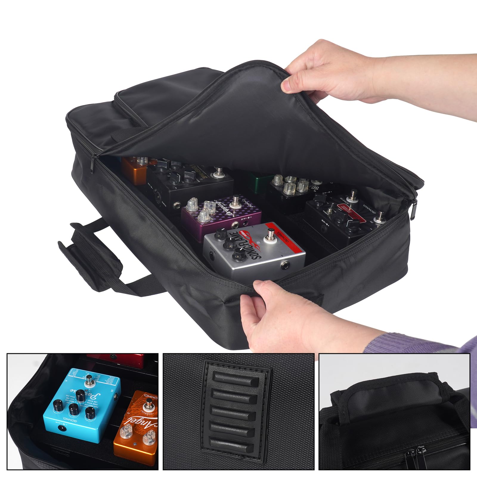 GOKKO Guitar Pedal Board 22″ x 12.5″ Aluminum Alloy Pedalboard with Case