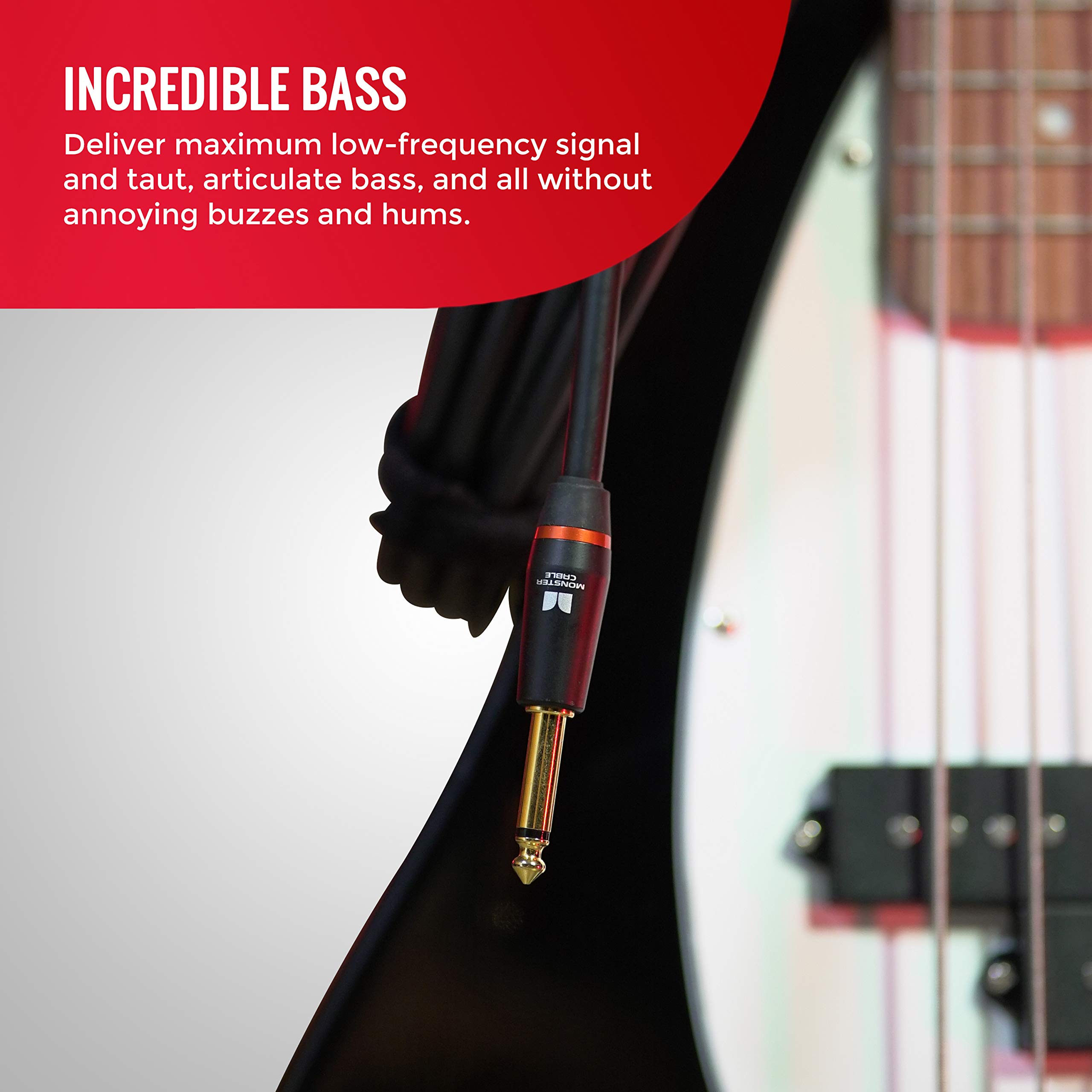 Monster Prolink 12 ft Straight to Straight Bass Guitar Cable. 95% Copper Braided Shield