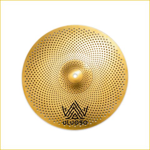 ULUOBO 16 inch Low Volume Crash Cymbal, Quiet Silent for Drum Practice (Gold, 1 Pieces)