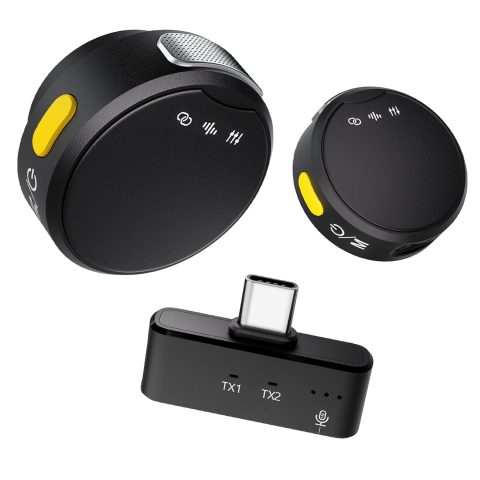 RIBIU Wireless Lavalier Microphone for iPhone/Android, Mini Mic with Noise Cancellation, 16Hrs Battery Life, Lapel Bluetooth Mic, USB C Wireless Lapel (Type C)