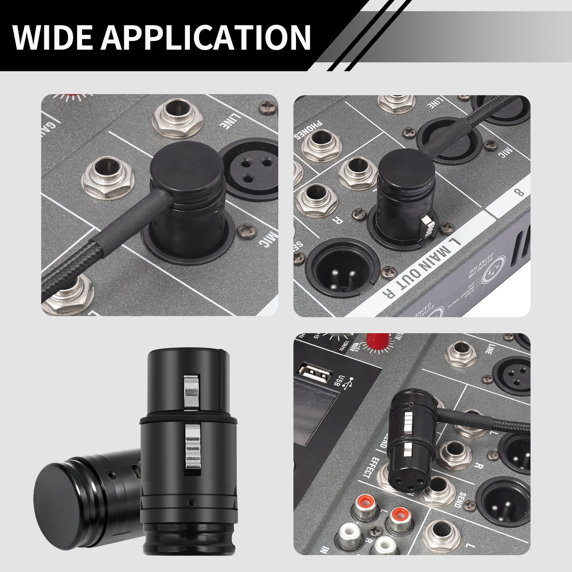 Kinweistex XLR Right Angle Adapter 3 Pin 90 Degree Rotatable XLR Female Connector for DIY Microphone Audio Cable 4PCS