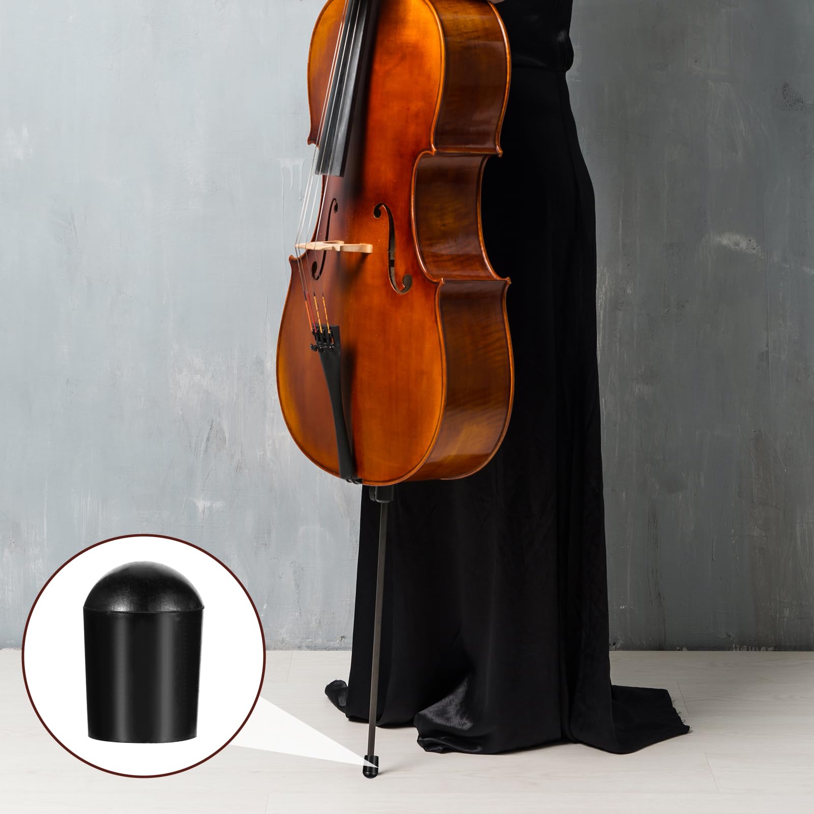 2Pcs Cello Endpin Rubber Tip, Cello Endpin Stopper Slipstop Holder Celloes Rock Stopper End pin Cap Protector Instrument for Celloes Practice Performance