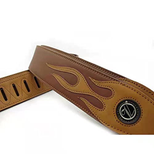 adiya Flame Guitar Strap PU Leather Soft Comfortable Double Strap for All Kinds of Guitars|Bass|Banjo|Mandolin, Adjustable Length (Brown Flame)