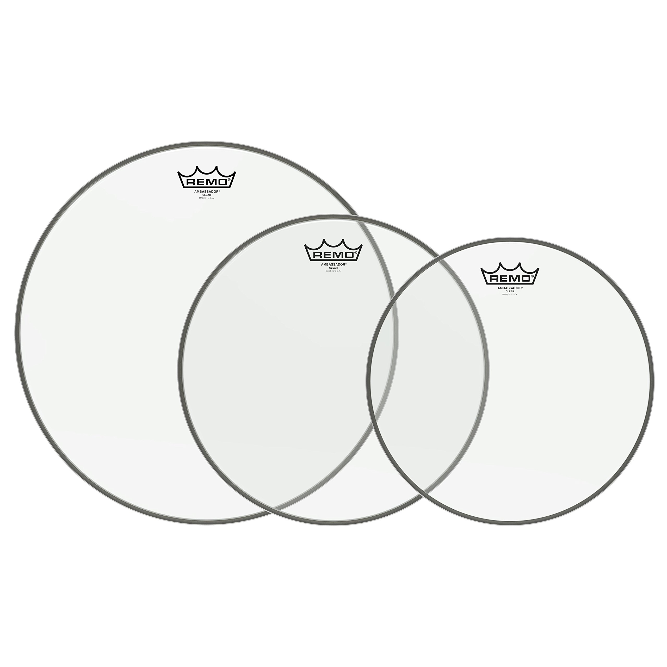 Remo PP-1190-BA Ambassador Clear Tom Drumhead Pack – 12″, 13″ & 16″