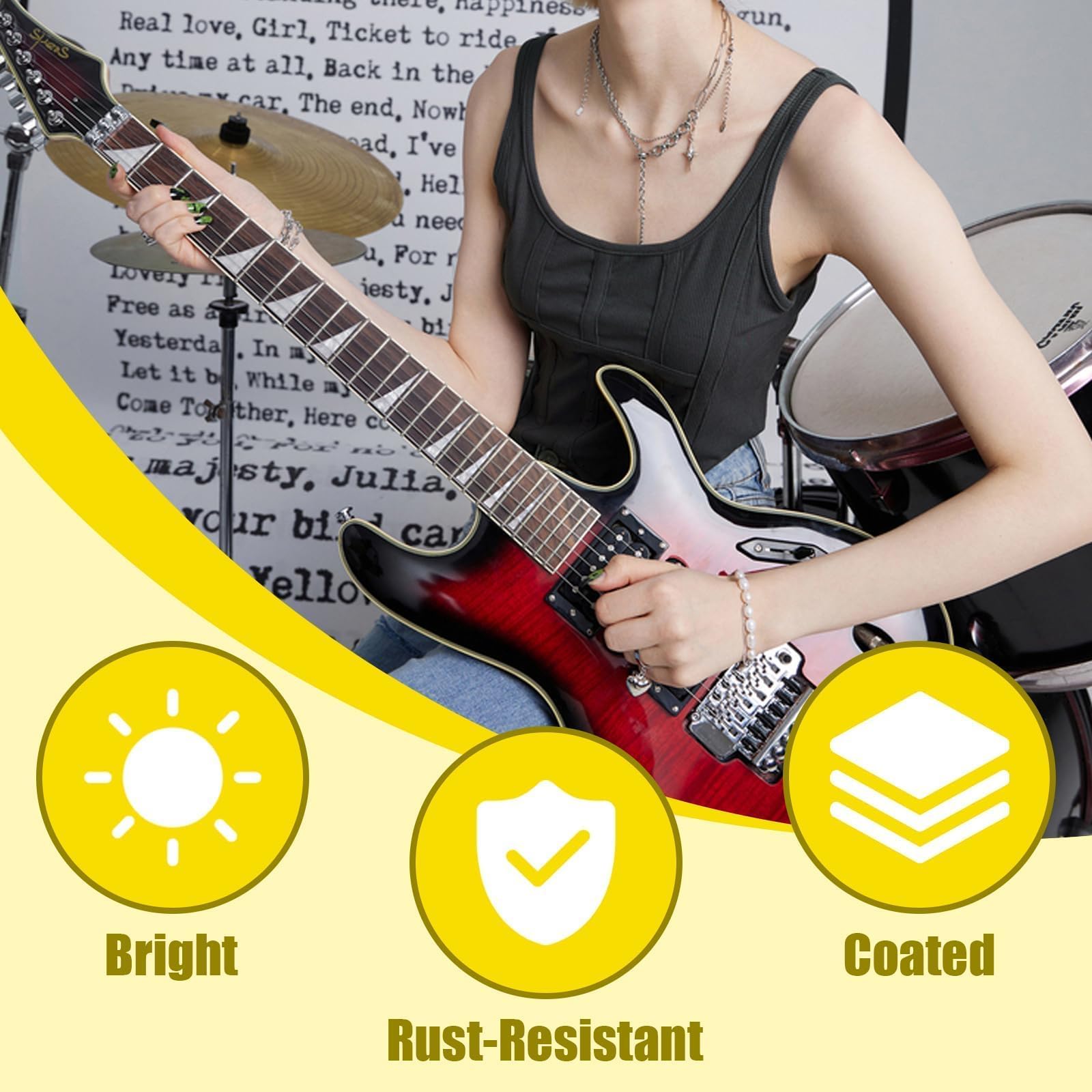 5 PCS Electric Guitar Strings High E 1st Single .010 Gauge
