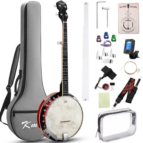 Kmise Banjo, 5 String Banjos with Remo Head Full Size 38 Inch Closed Back with Removable Resonator, Strings Pack, Finger Picks, Strap, Case, Tuner Set Accessories for Starter Adults Beginner Gift