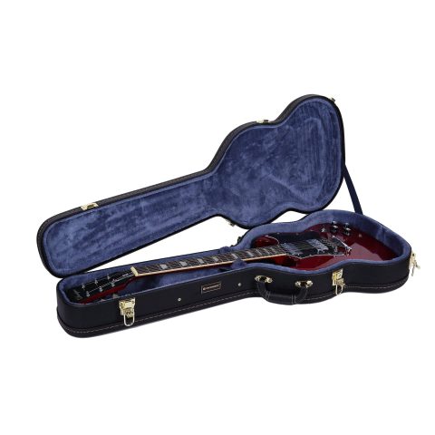 Crossrock Hardshell Arch Top wood case fits SG Electric Guitars-Black(CRW600SGBK)