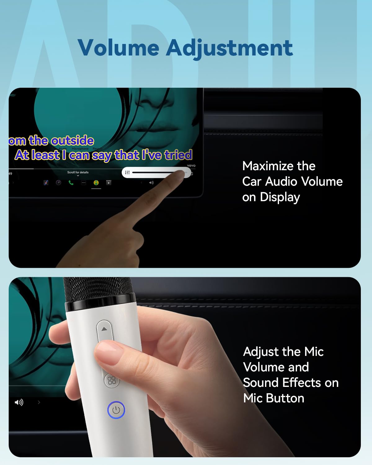 Tesla Karaoke Microphone for Tesla with Portable Case, Car Karaoke Microphone with USB A Receiver for Tesla Model Y/3/S/X, Wireless Singing Mic with 3.5mm Jack for Cars, Speakers (2 Mics+1 Case)