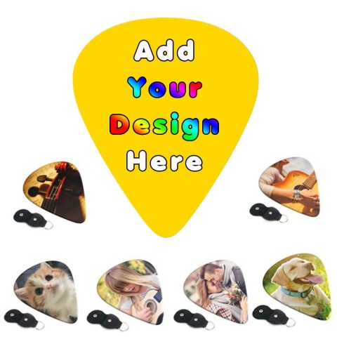 PLKIUYT Custom Guitar Picks 6 Packs Personalized Guitar Pick Double Sided Printing Design Your Own Images Logo Text for Friends Families Birthday Gifts, Gold, 0.46mm