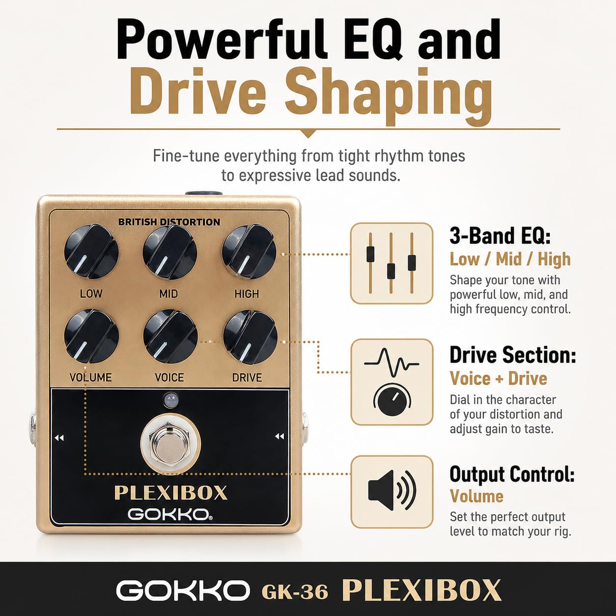 GOKKO GK-36 PLEXIBOX British Amp Simulator Overdrive Pedal