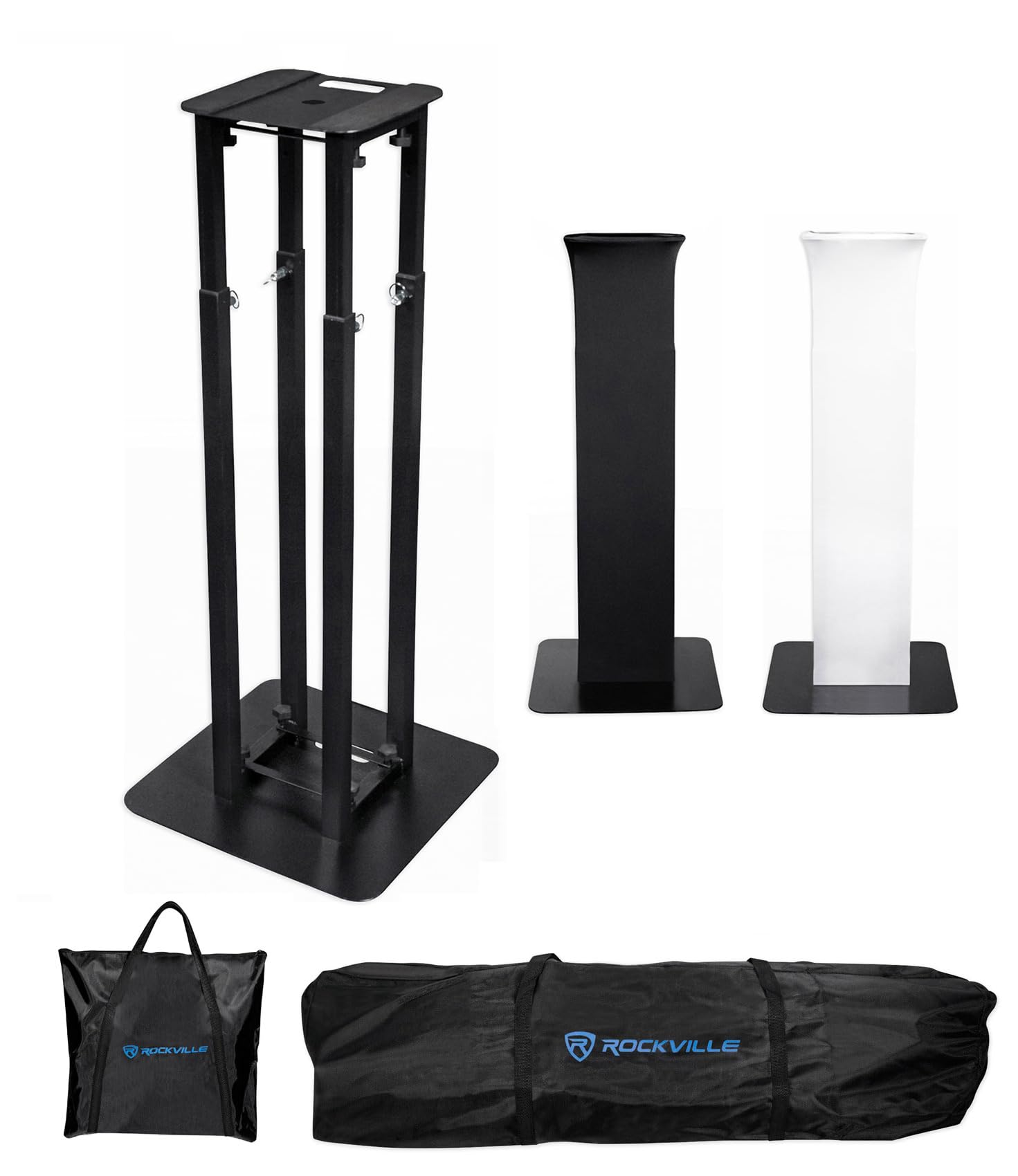 Rockville RTP32B Black Totem Moving Head Light Stand with Scrims and Bags