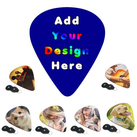 PLKIUYT Personalized 6 Pack Guitar Picks Custom Guitar Accessories Gifts Two-Side Print Add Your Picture Logo Text for Dad, Electric Guitar Players, Friends, DarkBlue, 0.96mm