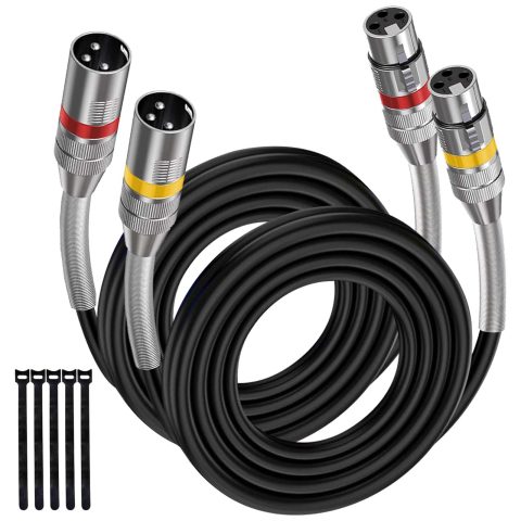 rycvaky XLR Cables 12FT 10 Pack, Heavy Duty Oxygen-Free Copper 3-Pin Balanced Shielded XLR Male to Female Microphone Cable for Recording Studio Speaker, PA Systems, Audio Mixer and More