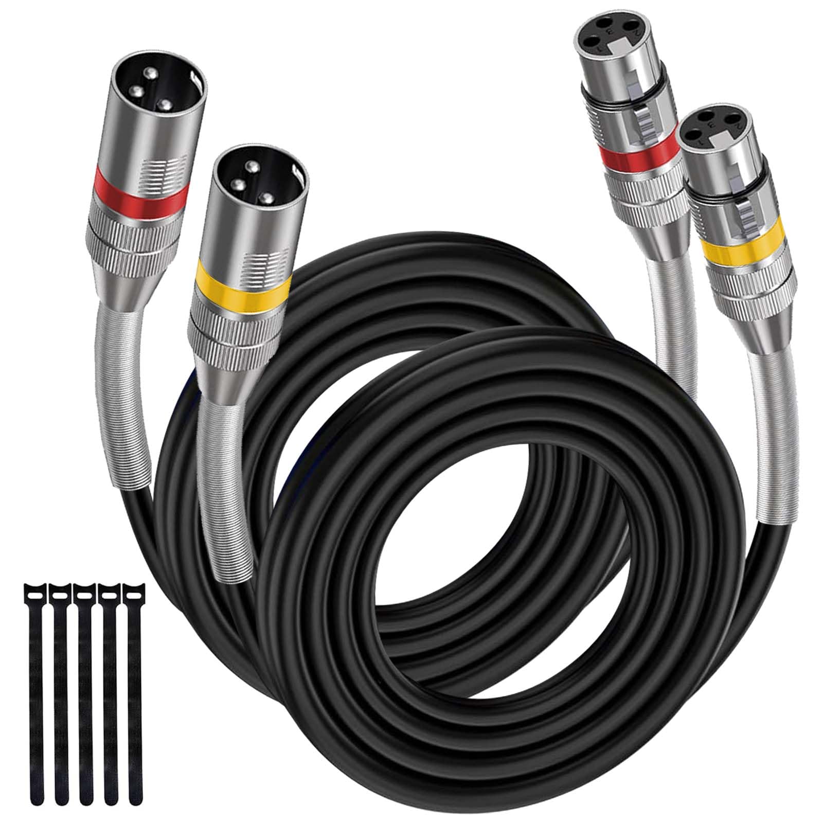 rycvaky XLR Cables 12FT 10 Pack, Heavy Duty Oxygen-Free Copper 3-Pin Balanced Shielded XLR Male to Female Microphone Cable for Recording Studio Speaker, PA Systems, Audio Mixer and More
