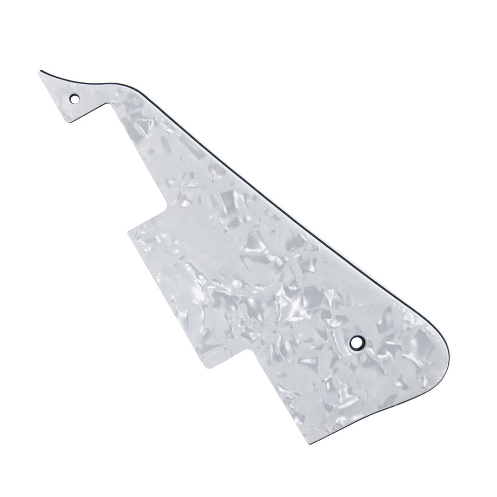 FLEOR 4Ply White Pearl Pickguard Back Plate Screws Set & Toggle Switch Plate(White) & Bracket Fit LP Style Guitar Pickguard Replacement