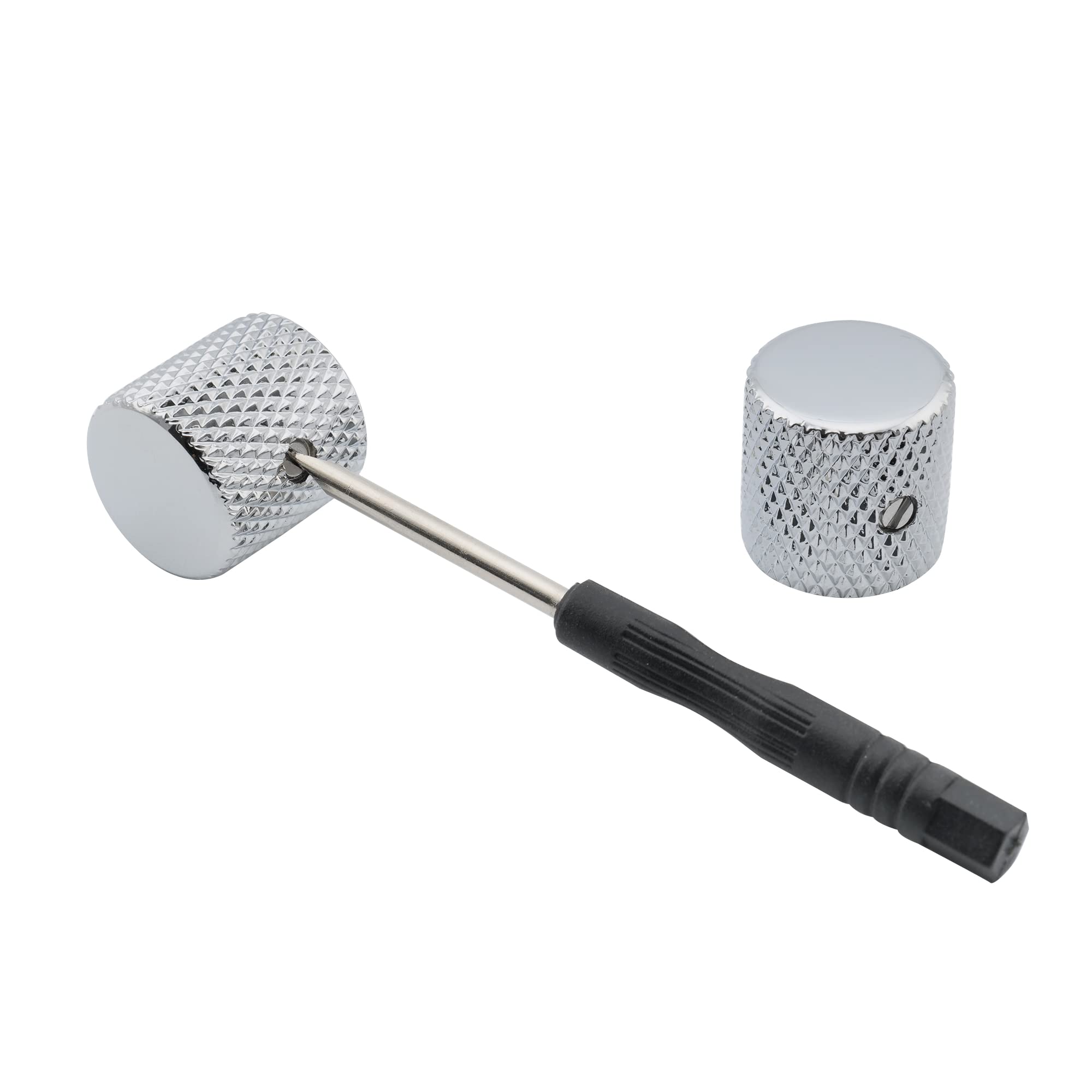 Musiclily Pro 1/4 Inch Fitting Flat Top Knobs with Set Screw, Chrome 2 Pcs