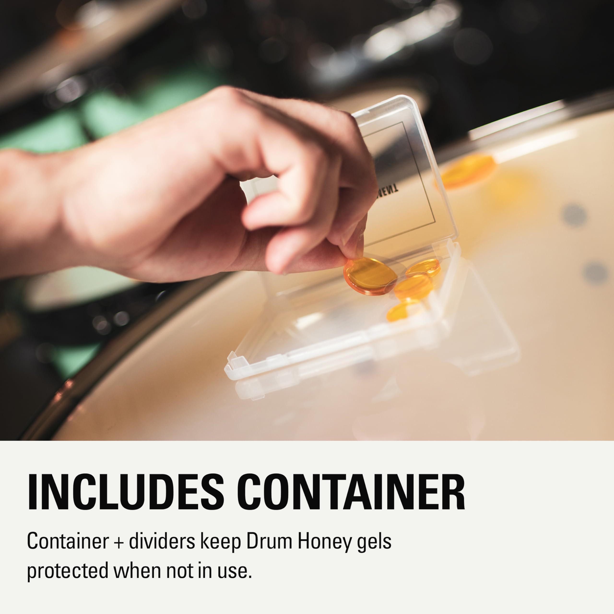 Meinl Cymbals Drum Honey Dampening Gel Pads for Drums and Cymbals with Container and Dividers, Reduce Vibration and Ring, 12-pc Assortment with Varying Sizes
