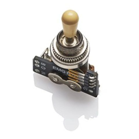 EMG Pickups »3-Way B289 Toggle Switch – Ivory KNOB« Pickup Selector Switch for Gibson™-Style E-Guitars | 2 Connection Cables (Short/Long) | Ivory Knob