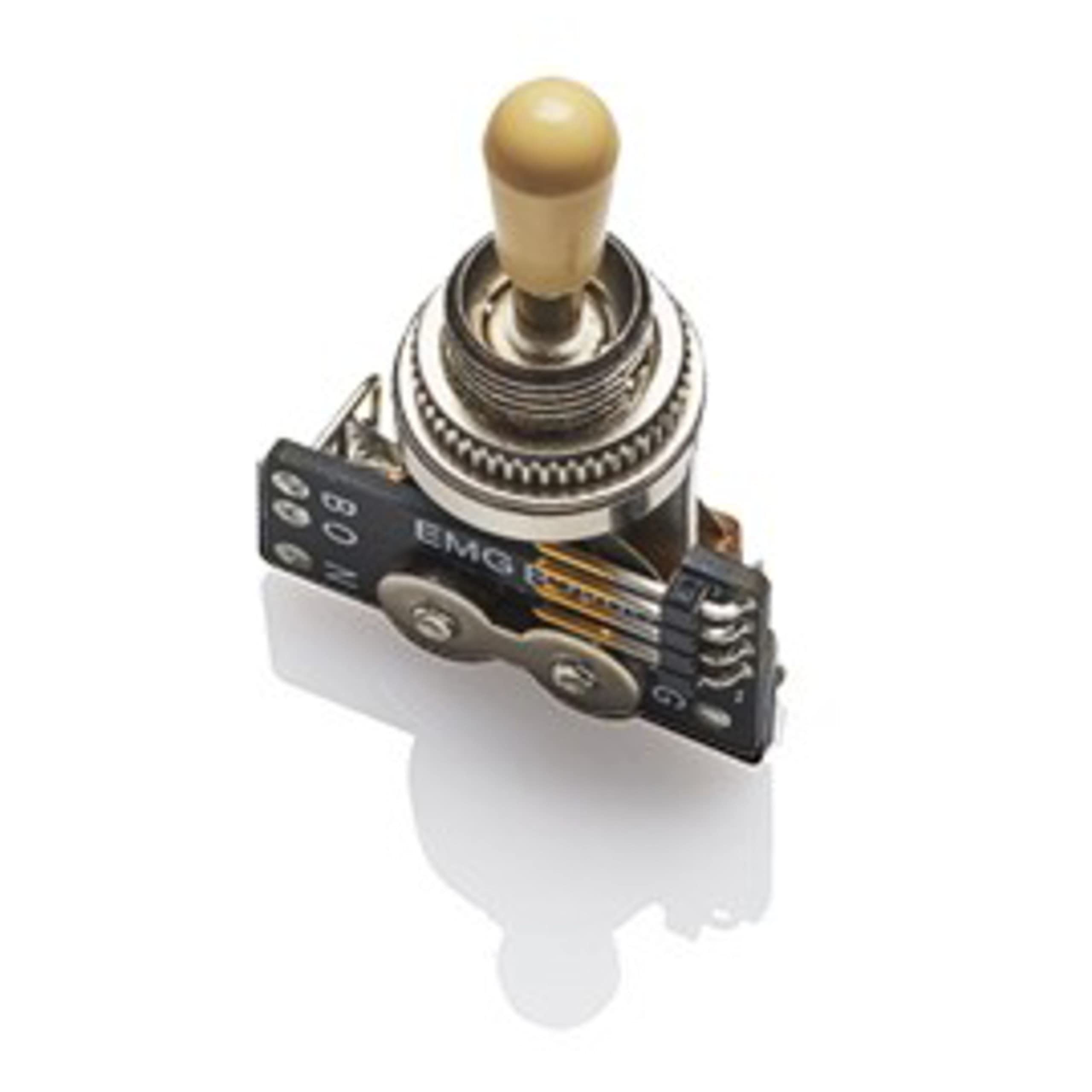 EMG Pickups »3-Way B289 Toggle Switch – Ivory KNOB« Pickup Selector Switch for Gibson™-Style E-Guitars | 2 Connection Cables (Short/Long) | Ivory Knob