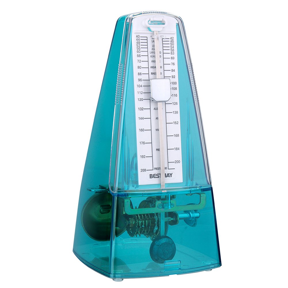 High Quality Loud Pure Sound Mechanical Metronome for Piano Violin Musicians, Transparent Blue