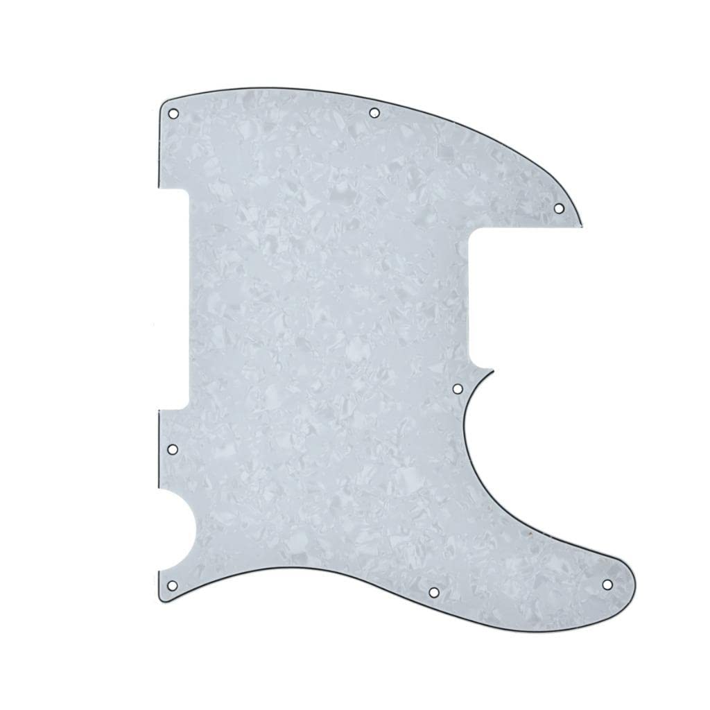 KAISH 8 Hole Tele Blank Guitar Pickguard Tele Pick Guard Scratch Plate for Telecaster Esquire White Pearl