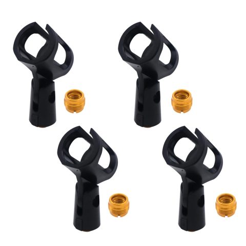 Cheerock 4-Pack Adjustable Rubber Microphone Holder Clips 29-32mm Black